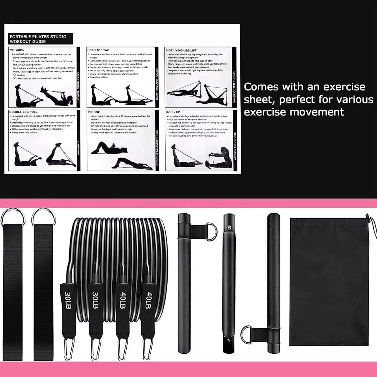 DIONI Pilates Bar Set with Resistance Bands