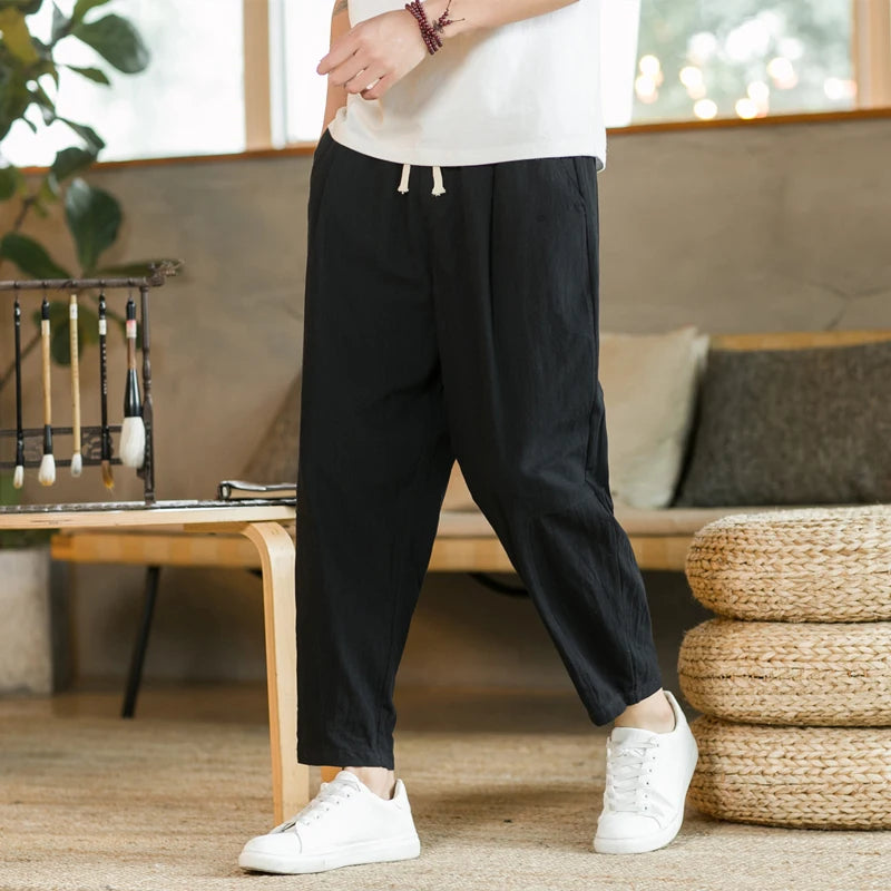 Men's Cotton Linen Drawstring Pants