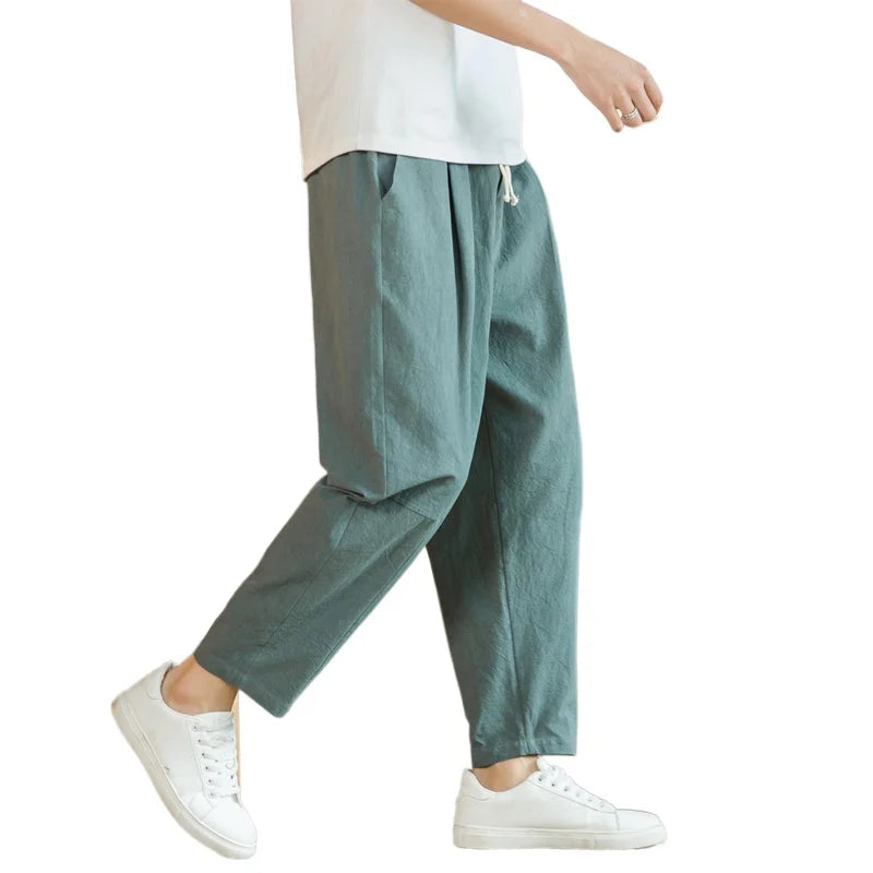 Men's Cotton Linen Drawstring Pants