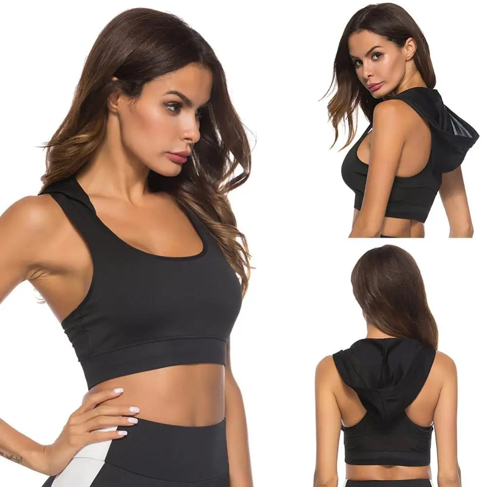 DIONI Quick Dry Hooded Sports Bra