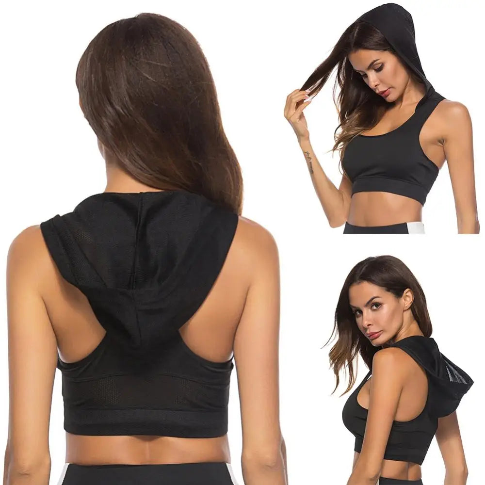 DIONI Quick Dry Hooded Sports Bra
