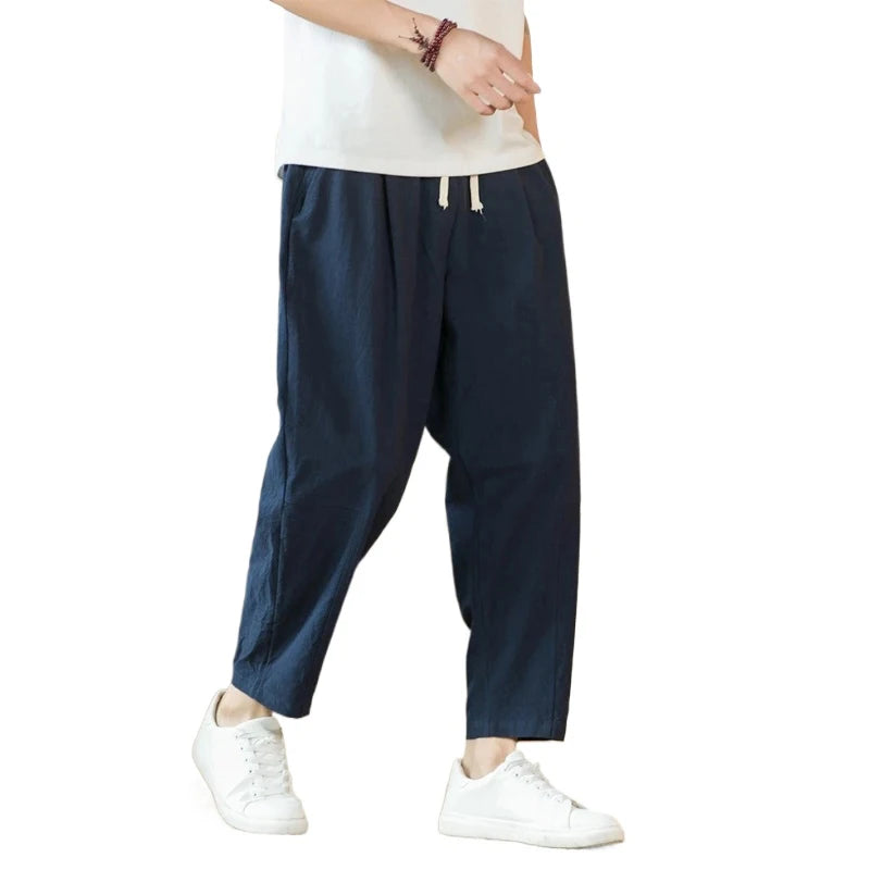 Men's Cotton Linen Drawstring Pants