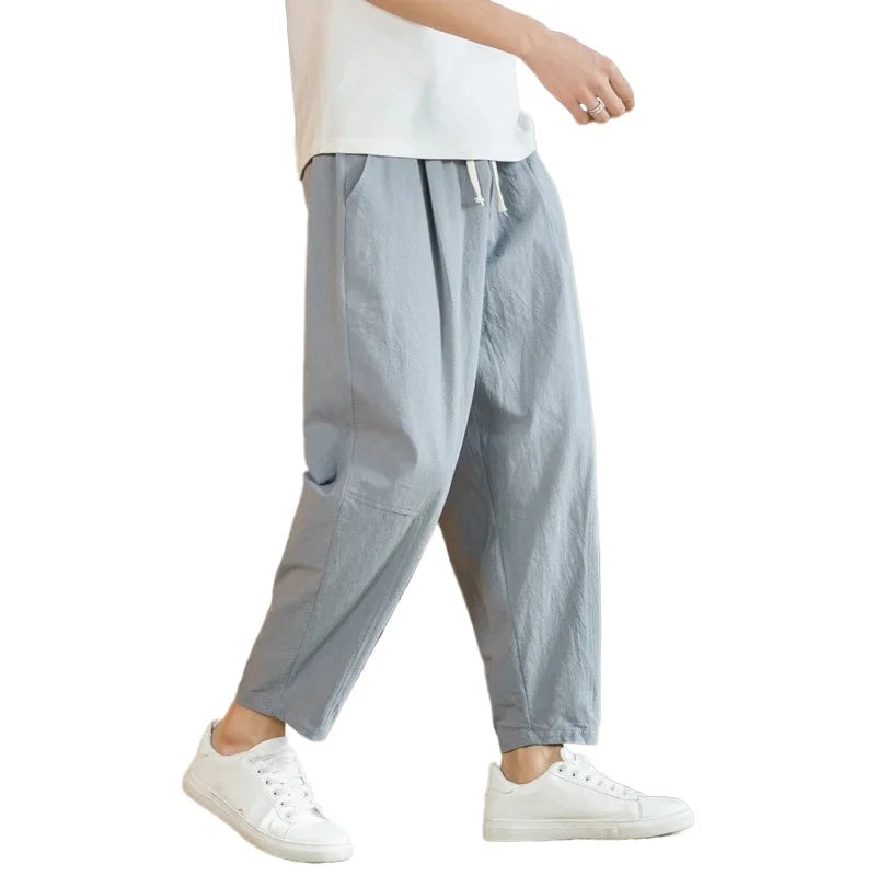 Men's Cotton Linen Drawstring Pants